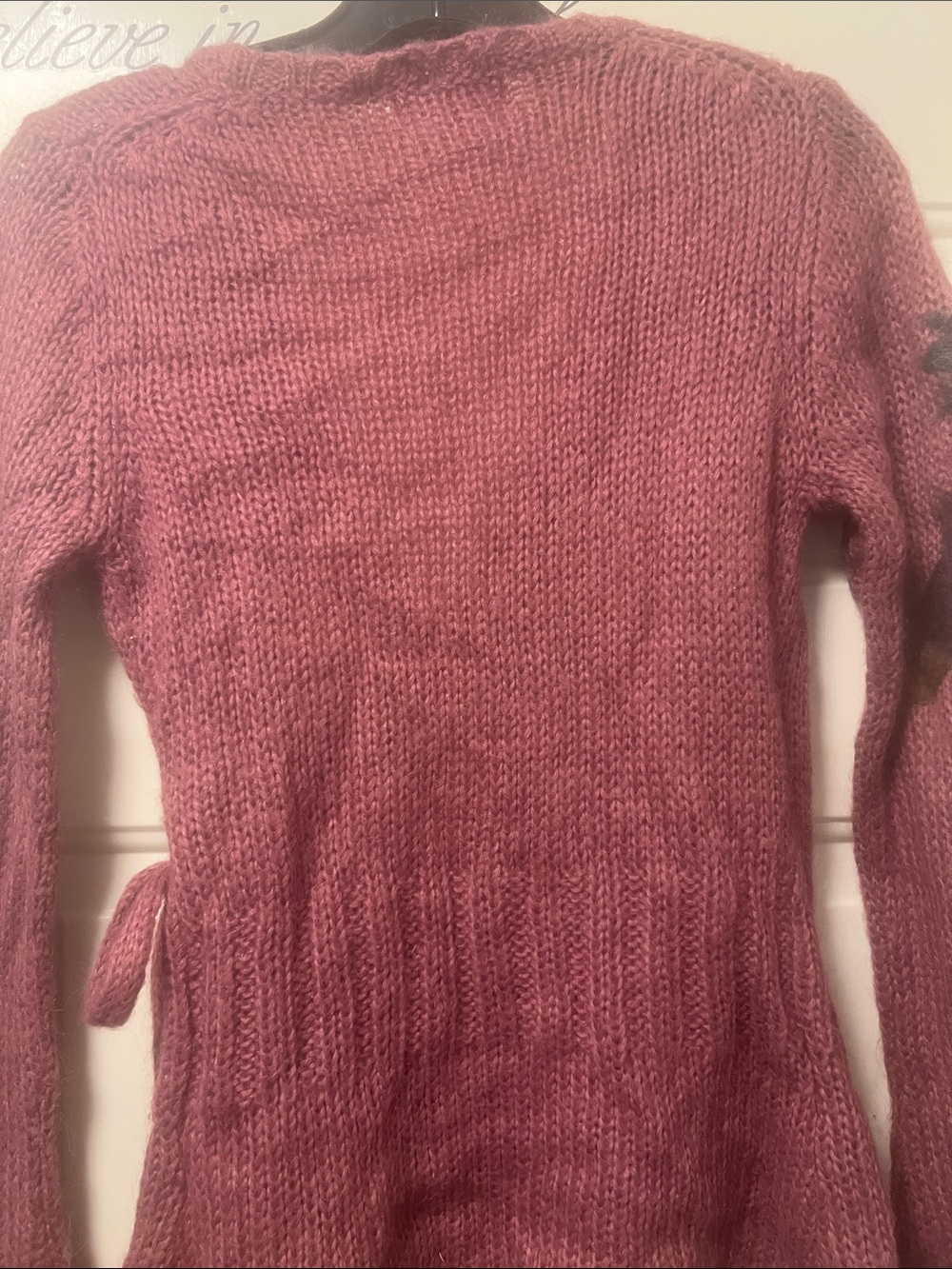 Desigual Mauve Wrap Cardigan with Multicolor Felt Floral Accents (Bin 2-80) - Picture 7 of 7